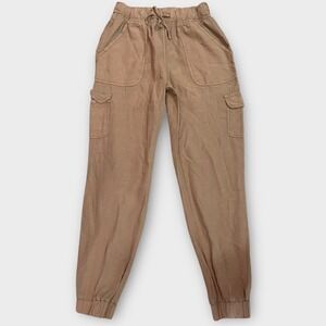 Thread & Supply Womens XS New Tencel Cargo Pants Drawstring Waist Jogger Brown